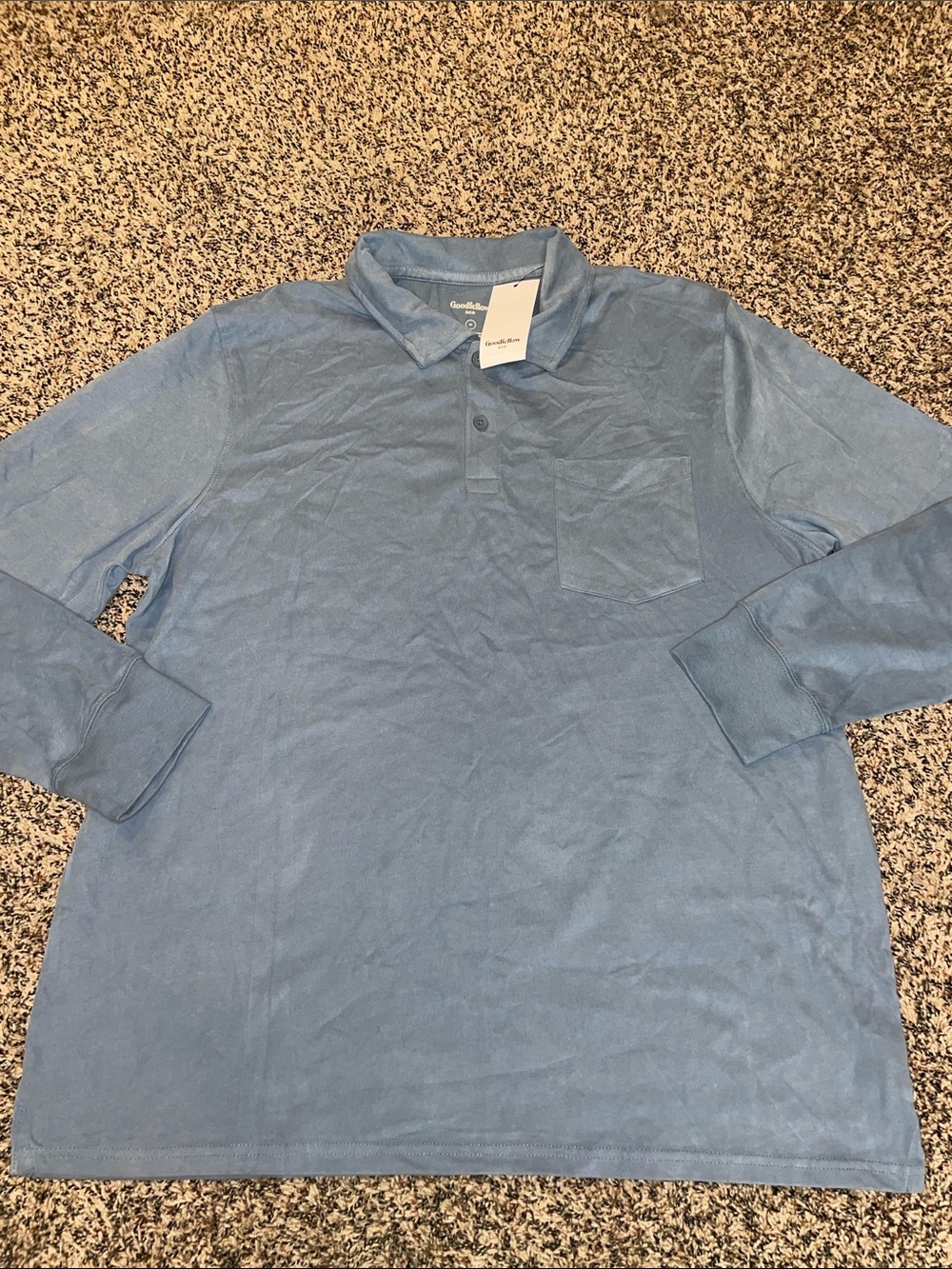 Blue Pocket Polo Long Sleeve Size XL Goodfellow & Co. NWT